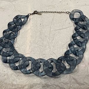 Blue Lucite Chain Necklace